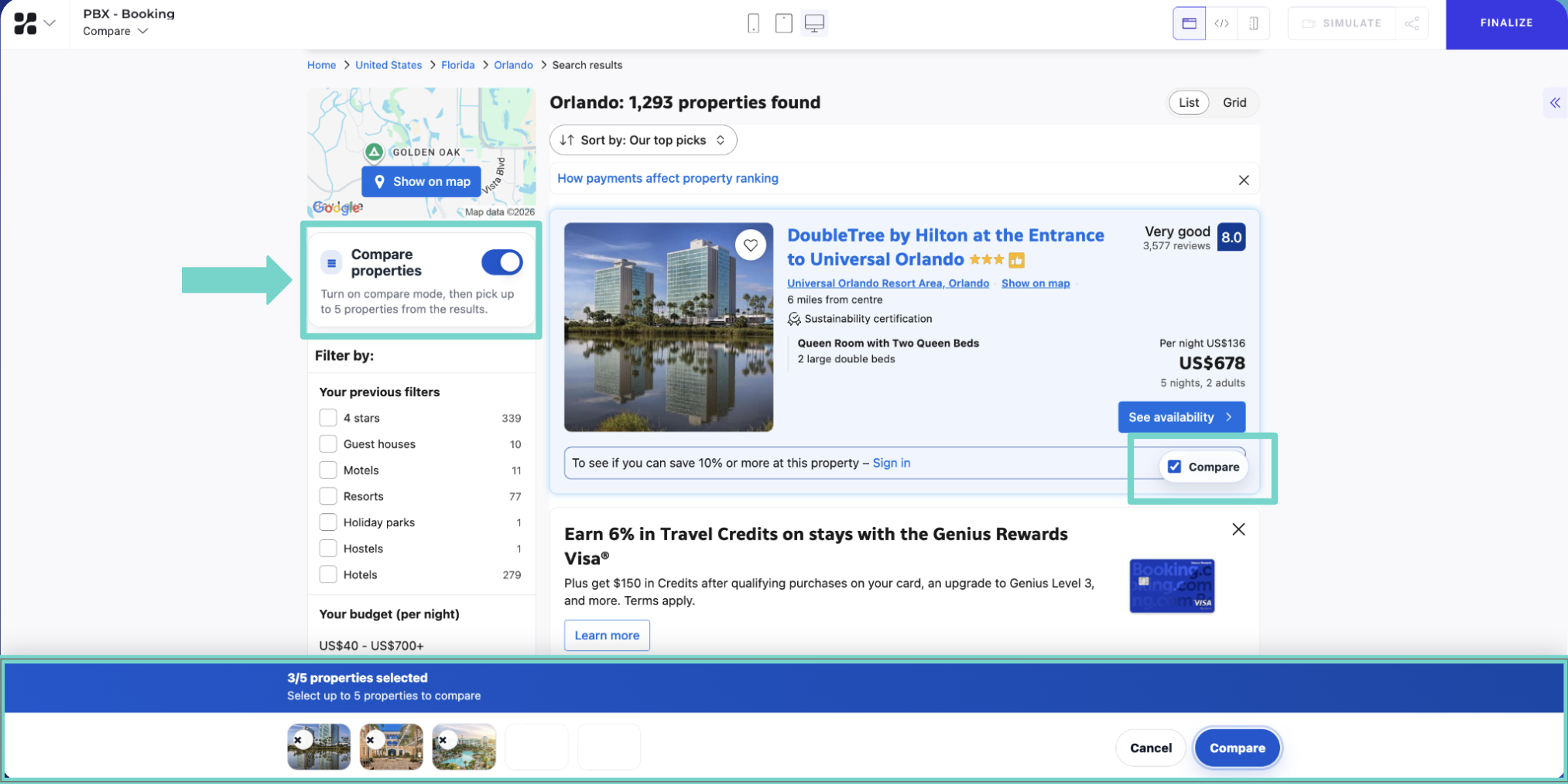 Compare hotels prompt