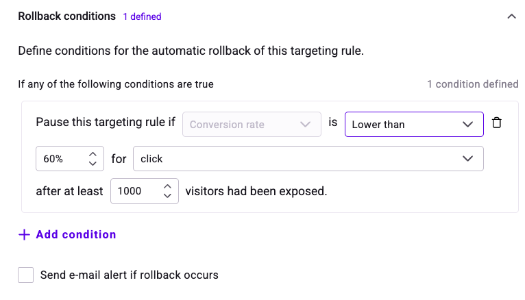 Personalization rollback